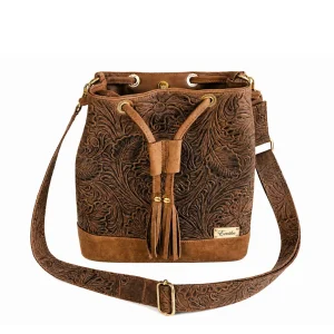 The Exotika Tooled Leather Bucket Bag