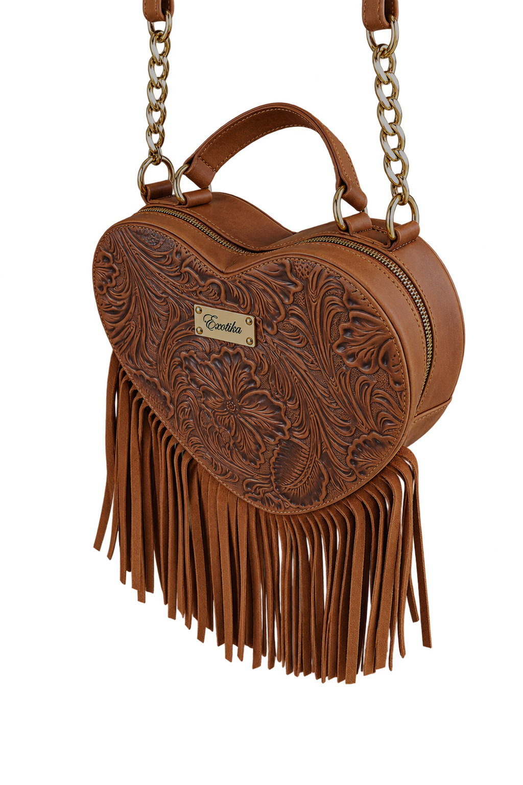 The Exotika Heart-Shaped Leather Fringe Crossbody Bag - Image 2