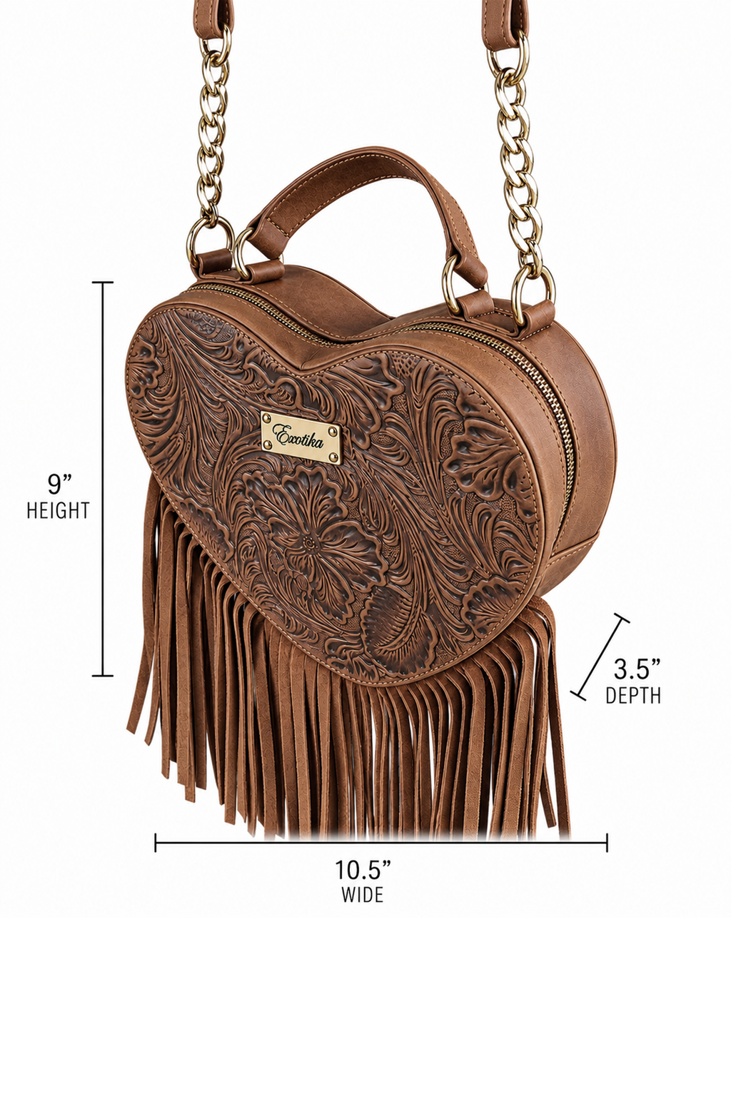 The Exotika Heart-Shaped Leather Fringe Crossbody Bag - Image 3