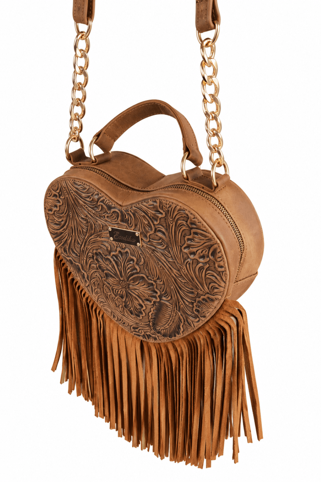 The Exotika Heart-Shaped Leather Fringe Crossbody Bag - Image 10