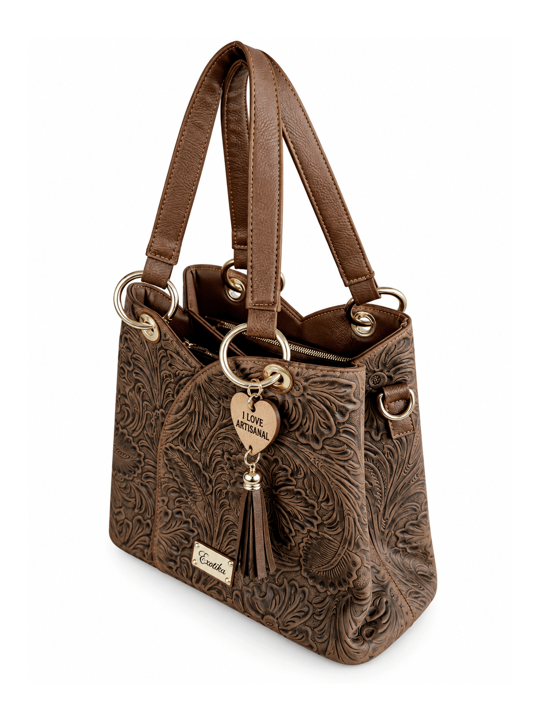Exotika Premium Handmade Leather Tote Bag Angle