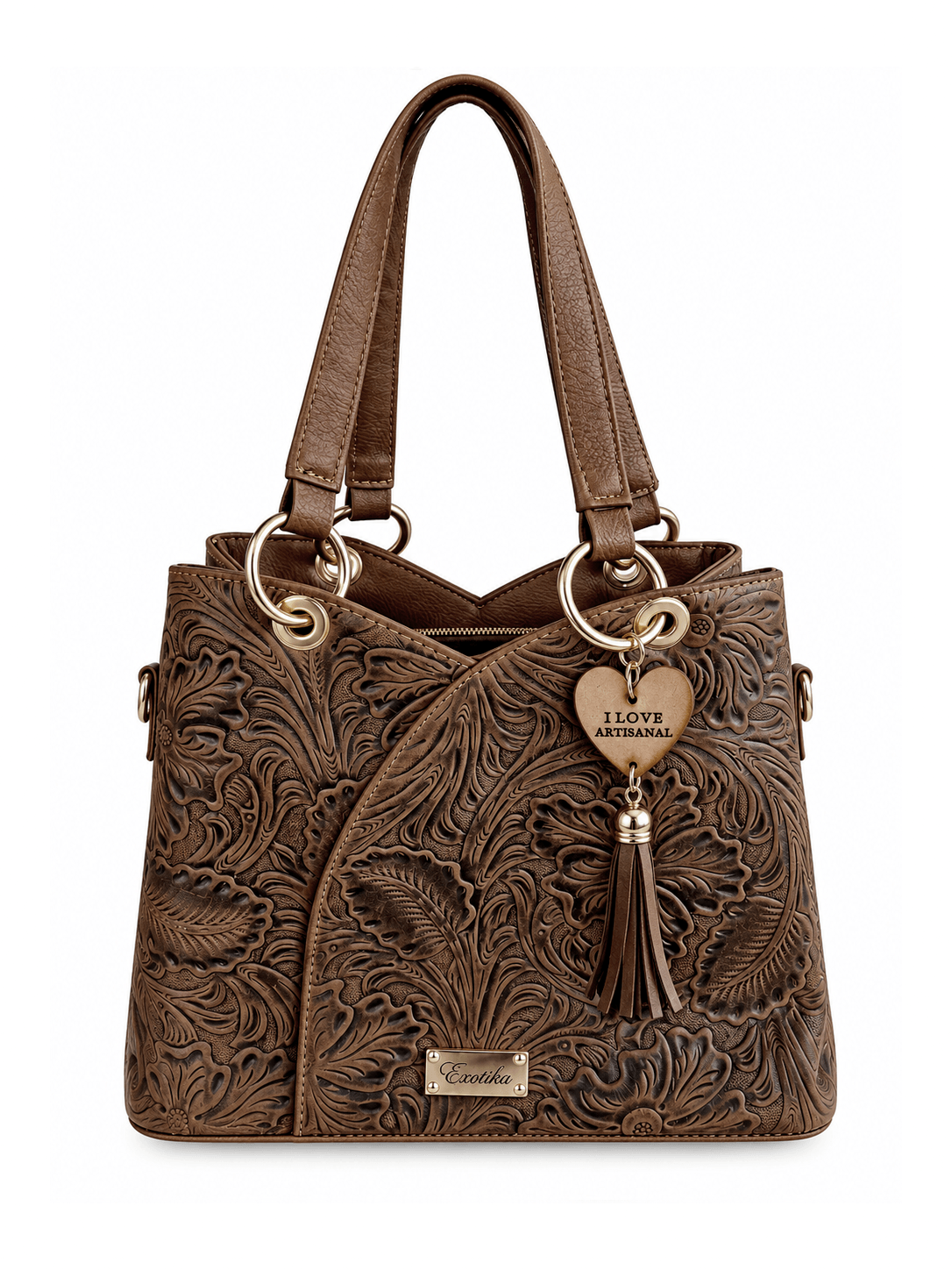 Exotika Premium Handmade Leather Tote Bag Front Top